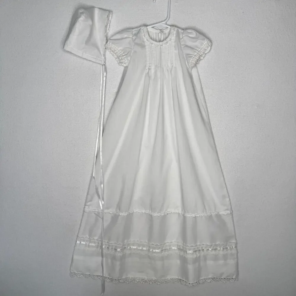 Vintage 1960s Handmade Christening Gown 5 Pc Set Feltman Bros Baby 0-12 Months